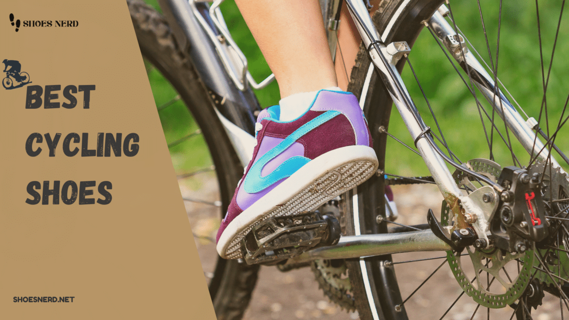 A view of a person cycling with shoes on